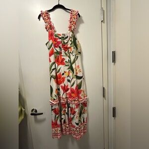 Farm Rio Floral Sleeveless Maxi Dress, Size L